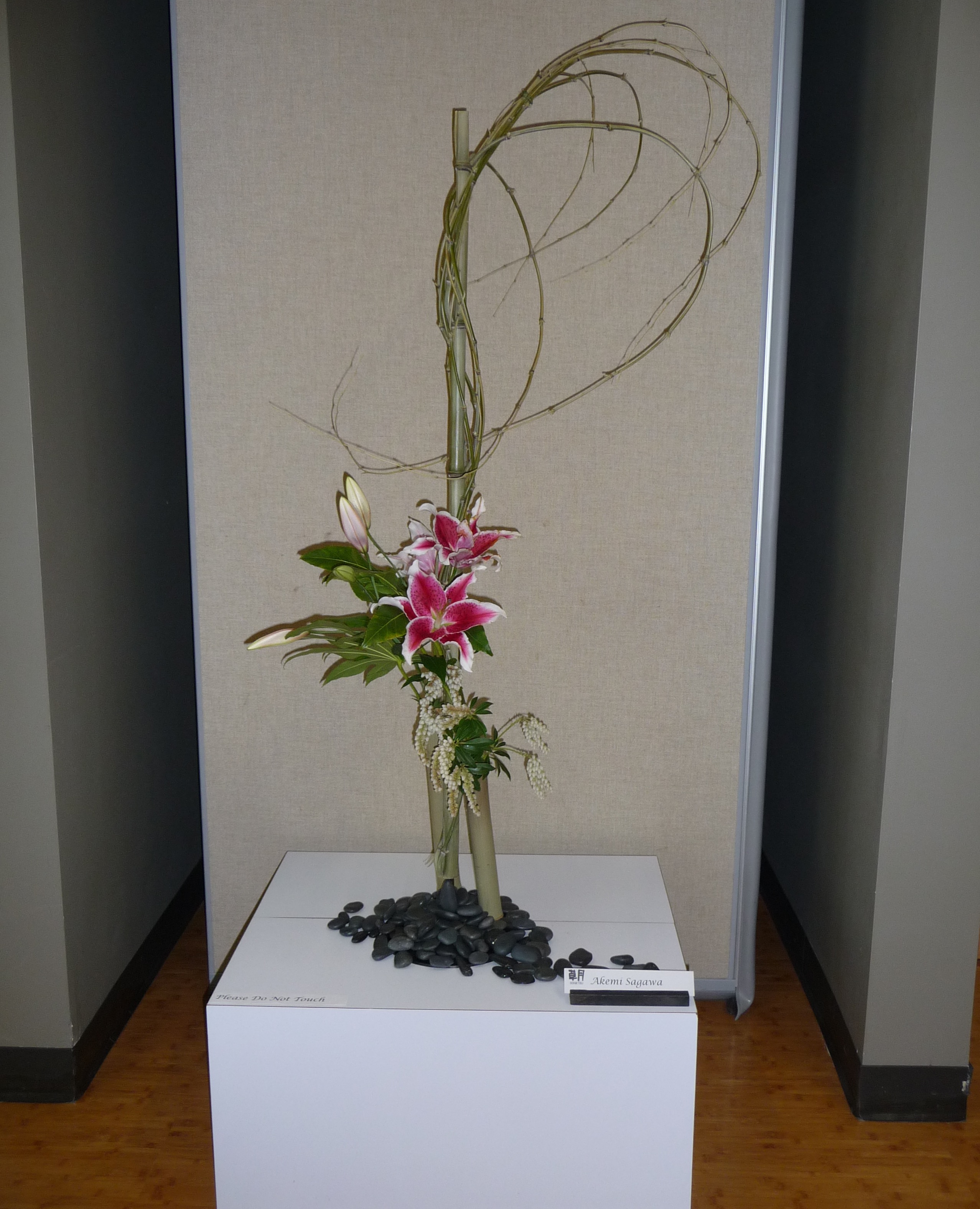 Lilies, Bamboo Container